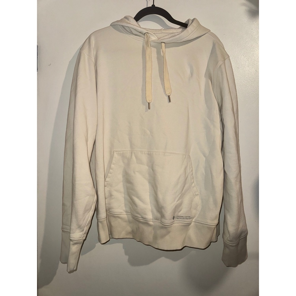 Outerknown Hightide Hoodie Cream Organic Cotton Recycled Polyester Mens XL